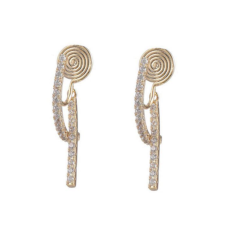 Korean Micro-Paved Diamond Ear Clip Earrings for Women, No-Pierce Slimming Cross Drop Accessories
