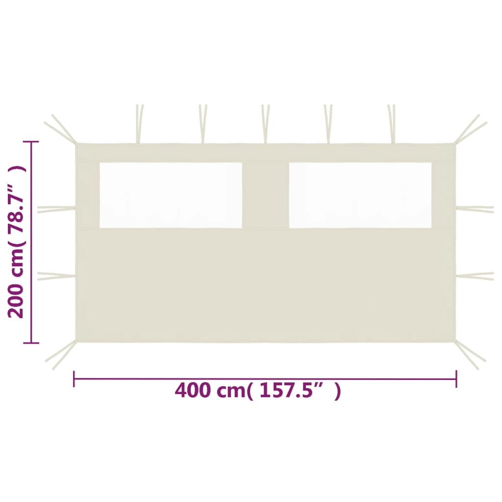 Gazebo Side Wall with Windows 4x2 M Cream