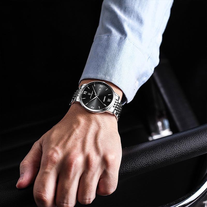 POEDAGAR Luxury Sports Men's Wristwatch Stainless Steel Waterproof Date Watch High Quality Casual Fashion Quartz Watches
