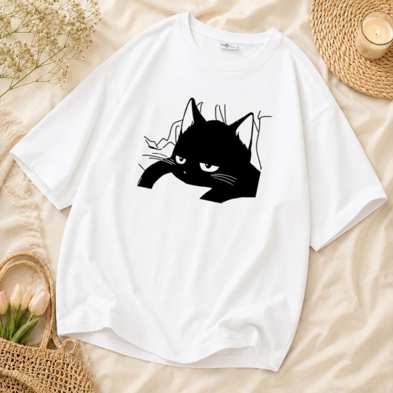 Cute Cartoon Printed Short Sleeved T-shirt Casual Street Style Women's Patterned T-shirt