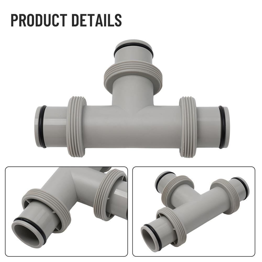 Plastic Hose Adapter Replacement for Intex 1 5in Tee T Joint Pool Part with Rubber O Rings and Weather Resistant Design