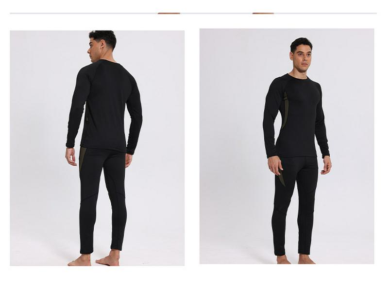 Men's Plus Velvet Thermal Underwear Set: Breathable, Sweat-Wicking, Quick-Drying Base Layer for Cycling, Skiing, Mountaineering.