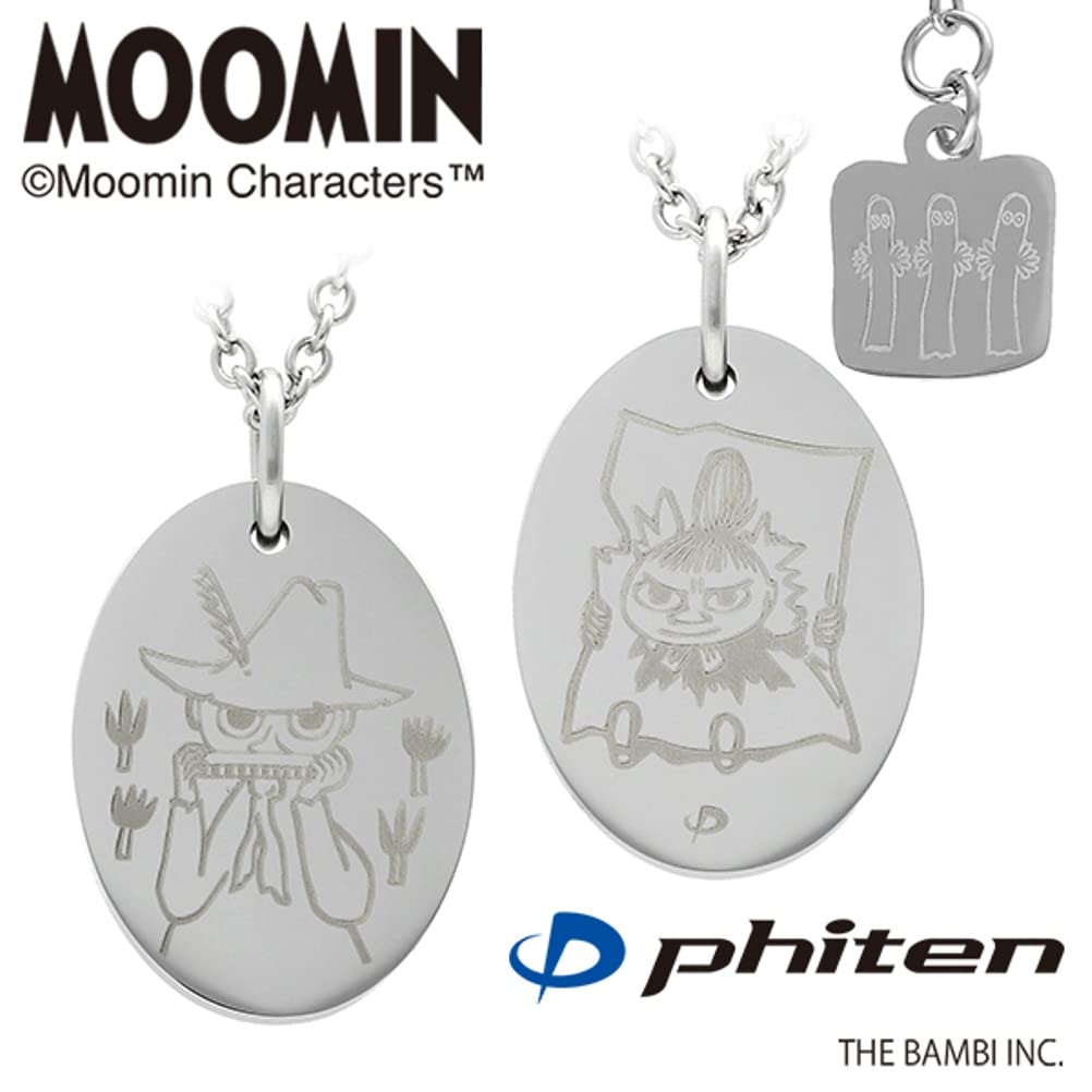 [Shinjuku Gin No Kura] Moomin X Phiten Snufkin Little My Reversible Necklace for Women, Stainless Steel, Official Character Merchandise
