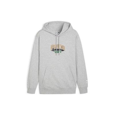 Puma Moletom Casual com Capuz Estampado com Letras para Treino de Corrida Fitness Esportivo Masculino Cinza 626179-04