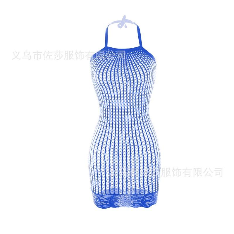 Sexy Neck Lingerie Women's Hollowed-out Tight Mesh, Burst Breasts, Perspective Hip Skirt, Uniform Temptation