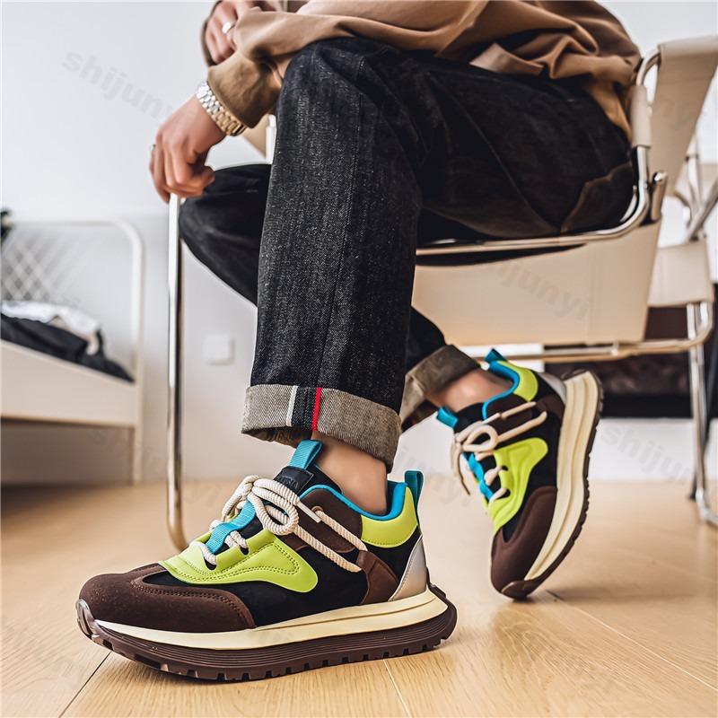 Fashion 2025 Spring Men's Casual Sport Shoes Fashion Trend Versatile Thick Sole Shoes Comfortable Non slip Color Blocked Chunky sneakers