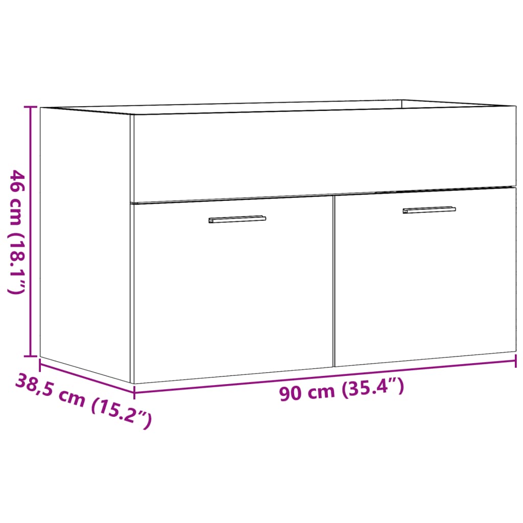 Washbasin Cabinet in Sonoma Oak 90 x 38.5 x 46 cm Particleboard