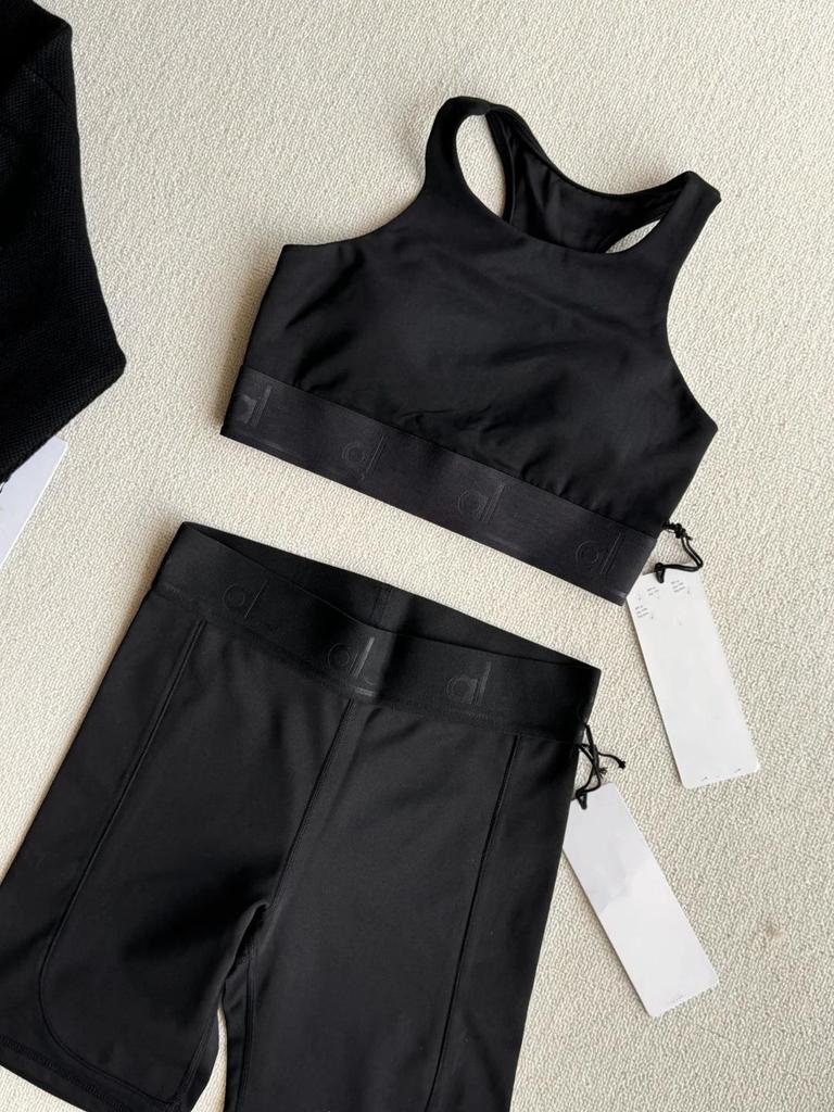 ALO2025 Women's Summer Yoga Set: High-Performance Sports Bra & Cycling Shorts