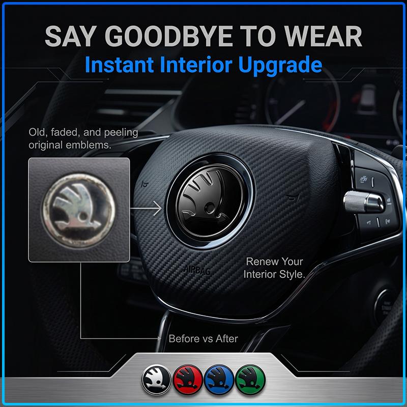 Car Steering Wheel Sticker Badge Decoration Auto Accessories For Skoda Octavia MK2 MK1 2 3 A5 A7 A8 Fabia Karoq Superb Rapid Kamiq Scala