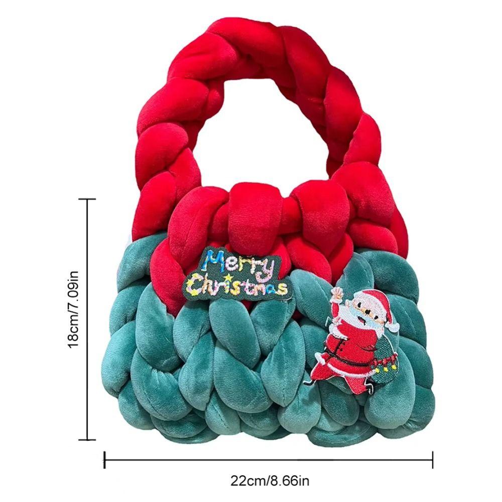 Large Capacity Christmas Handbag Hand Knitted Crochet Tote Bag Chunky Knit Bag  Christmas Gift