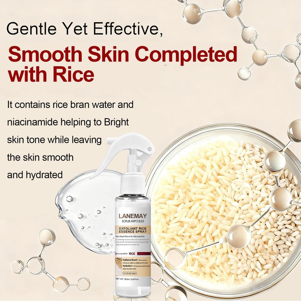 Exfoliat  Rice Essence Spray-Rice-Based Peeling For Gentle Exfoliation-Brightens And Repairs Skin Barriers-Suitable For All Skin Types,100ml
