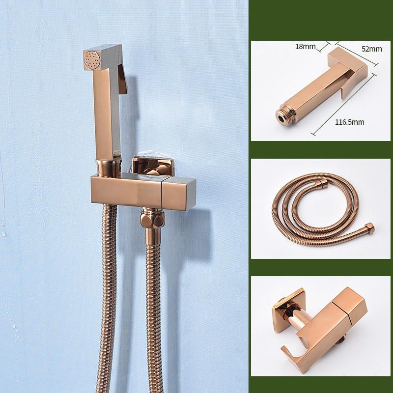 Hochwertiges Modernes Hotelgebrauch Messing Wandmontiert Vertikaler Sprühkopf Badezimmer Bidet Sprühkopf Set Roségold Handheld Toiletten Sprühkopf