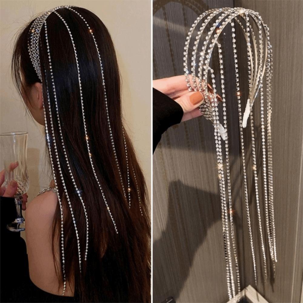 Luxury Crystal Hair Chain Reflection Shiny Hair Accessories Fashionable Girls Headwear  Parties