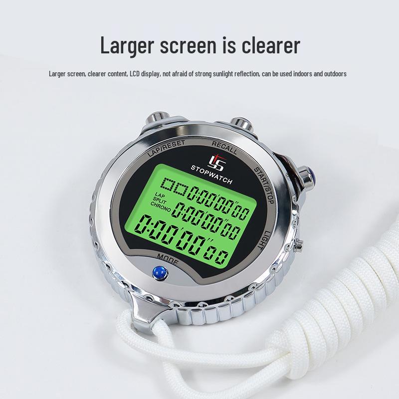 Yisheng Multi-Function Luminous Metal Stopwatch for Training, Fitness, Sports, Referees, Swimming, Track, and Field YS-610L 10-Lap Memory