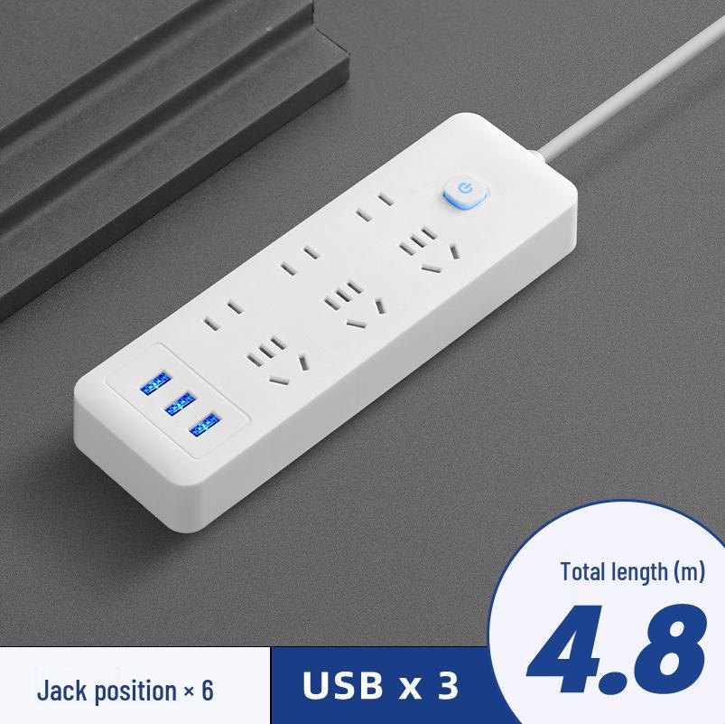 USB Socket Panel with Multi-Outlet Power Strip and Sub-Control