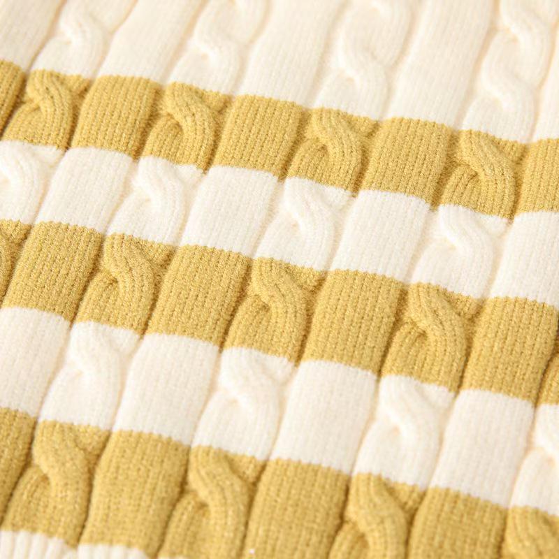 Infant Striped Polo Collar Sweater - Cable Knit Pullover for Babies