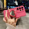 Stylish Love Heart Mirror Stand Case for Samsung S26 S2 Edge S24 S23 Ultra S22 Plus FE A0 S A6 A36 A A3 A16 Silicone Cover