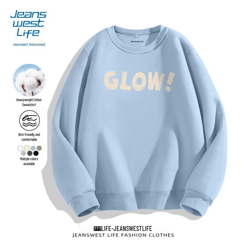 

JEANSWEST LIFE Унисекс Свитшот свободного кроя с принтом букв, тяжелый, с круглым вырезом M