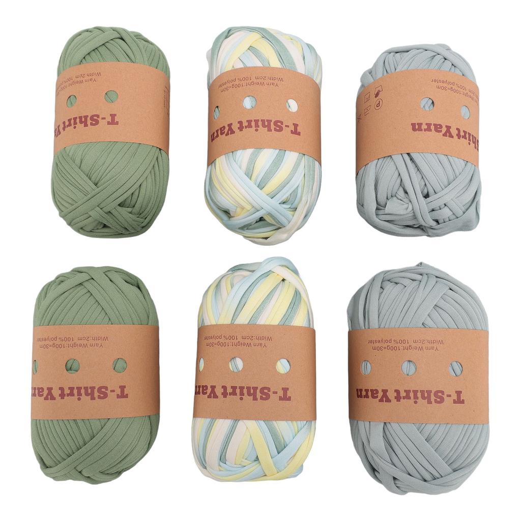 6 Rolls T Shirt Yarn Soft Elastic Washable Multipurpose Fabric Cloth T Shirt Knitting Yarn Carpet