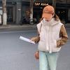 Autumn and Winter New Cotton Vest Women's Style Short Hooded Thickened Sleeveless Cotton Vest Vest Vest Jacket Trendy