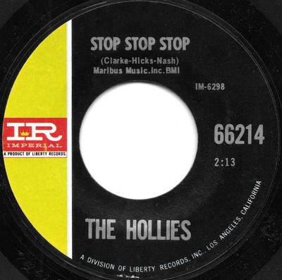 7inch Record HOLLIES - Stop Stop Stop / It's You 66214 Imperial 1966 US Rock Used
