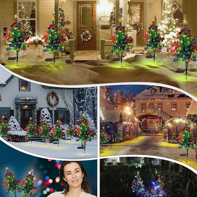 Non-Toxic Chriatmas Tree Solar Colour Light Festival Holidays Atmosphere Inserted Solar Lamp Outdoor Lawn Courtyard Led Decoration Lights