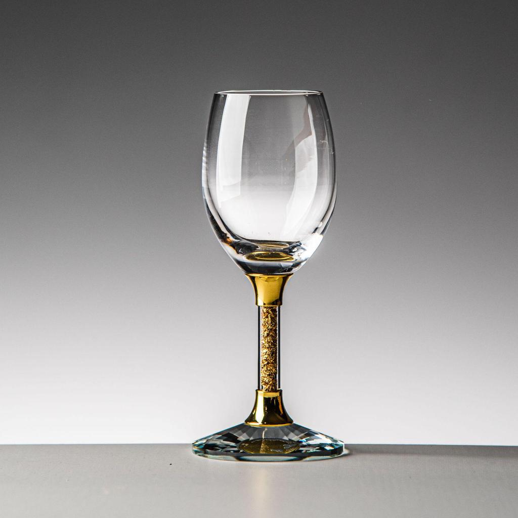 Gold Leaf Crystal Shot Glass - Diamond Surface Liquor Cup & Decanter.