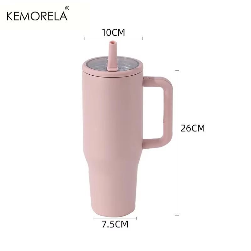  Thermos Cup 40oz Double-Layer Tumbler Ice Cup 1200ML Leak-Proof Foldable Straw Cover Direct Drinking Mouth Car Cup