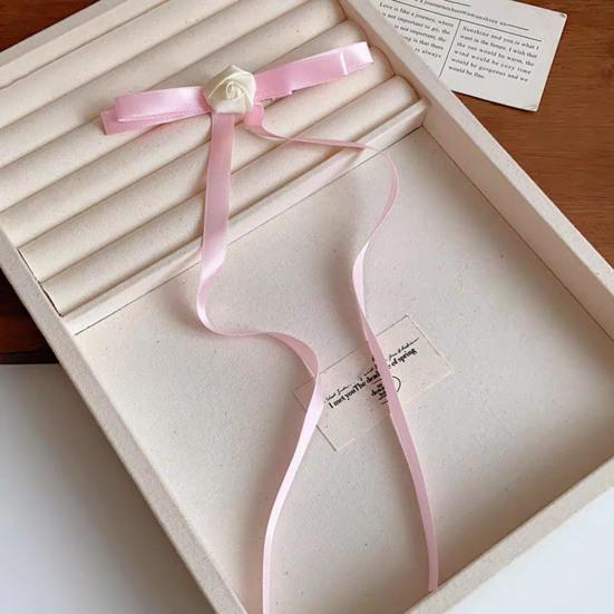 2Pcs Hairpin Satin Ribbon Bowknot Rose Flower Decor Hair Clip Firm Grip Low Ponytail Hairpin Daily Commuting Hair Accessory