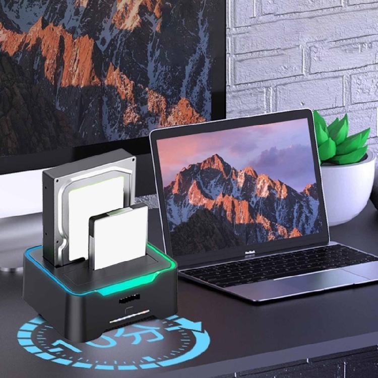 Double Bay Hard Drive Enclosure USB3.0 for 3.5 and 2.5inch Drives Docking Station with Convenient Offline Clone