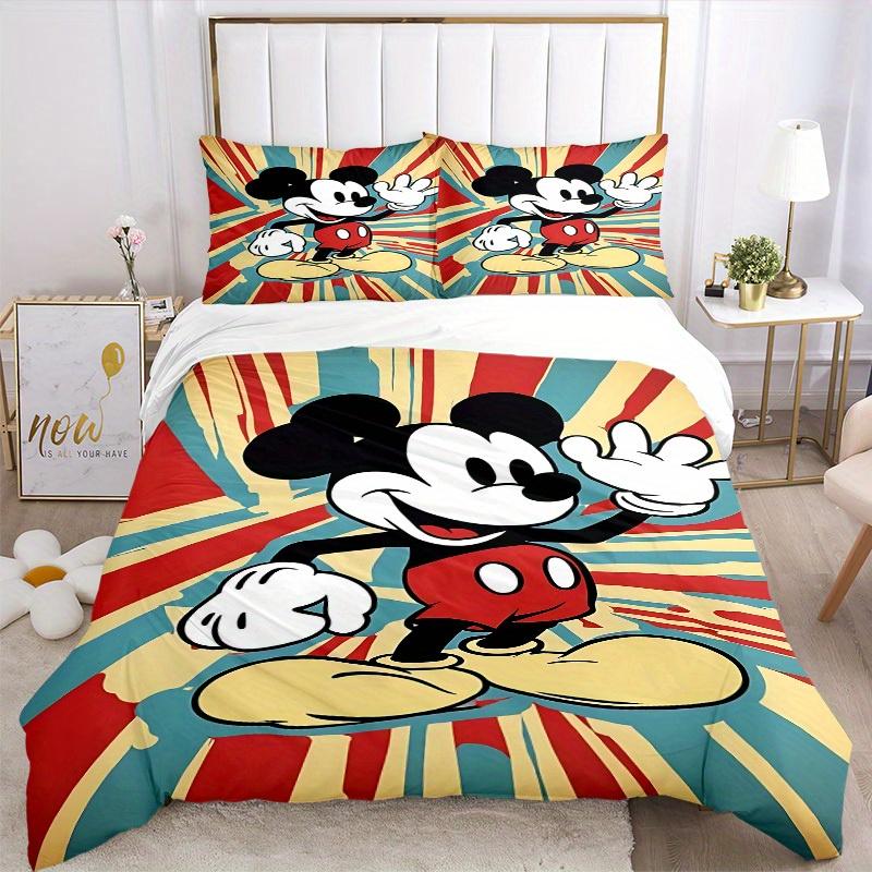 3pcs Mickey Mouse Printed Bedding Set, Breathable And Soft, Machine Washable, Christmas Gift, Suitable for Bedroom Decoration, 116