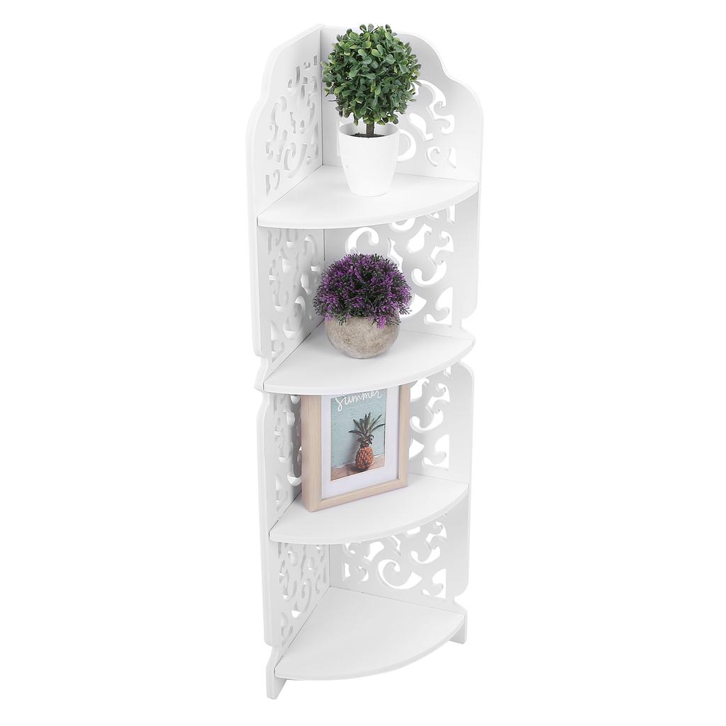 4Tier Wall Mounted Corner Shelf Shelves Display Carved Dampproof Unit Bathroom