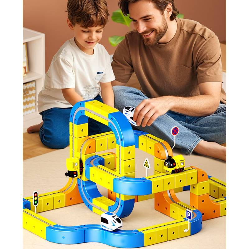Childrens Magnetic Track Toy With Diy Rail System For Creative Building Play