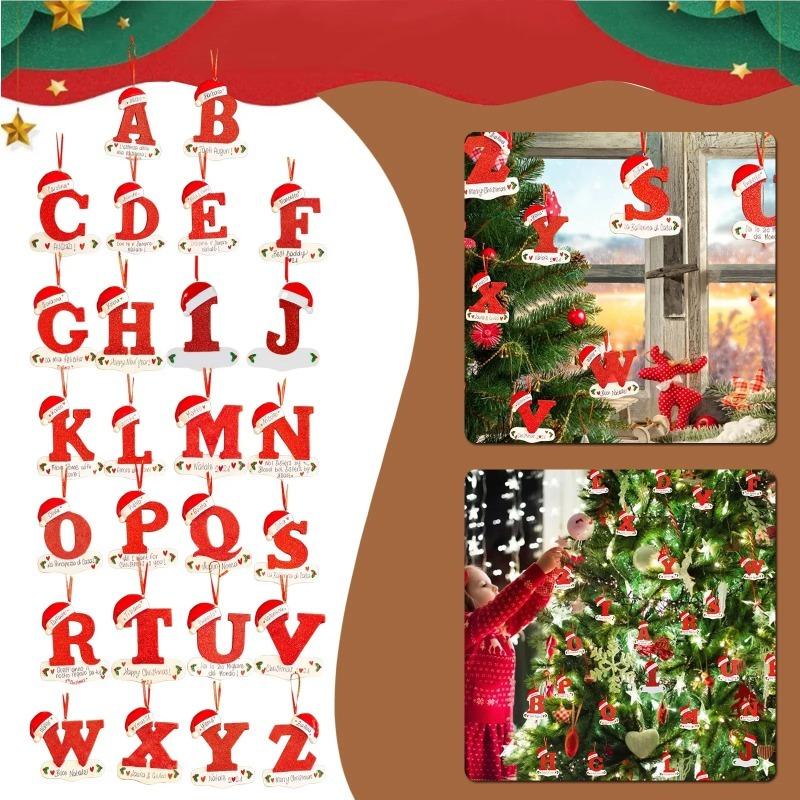 Christmas Tree Decoration Letter Pendant 26 Letters Home Holiday Acrylic Diy Pendant Xmas  New Year Decor Ornament Navidad