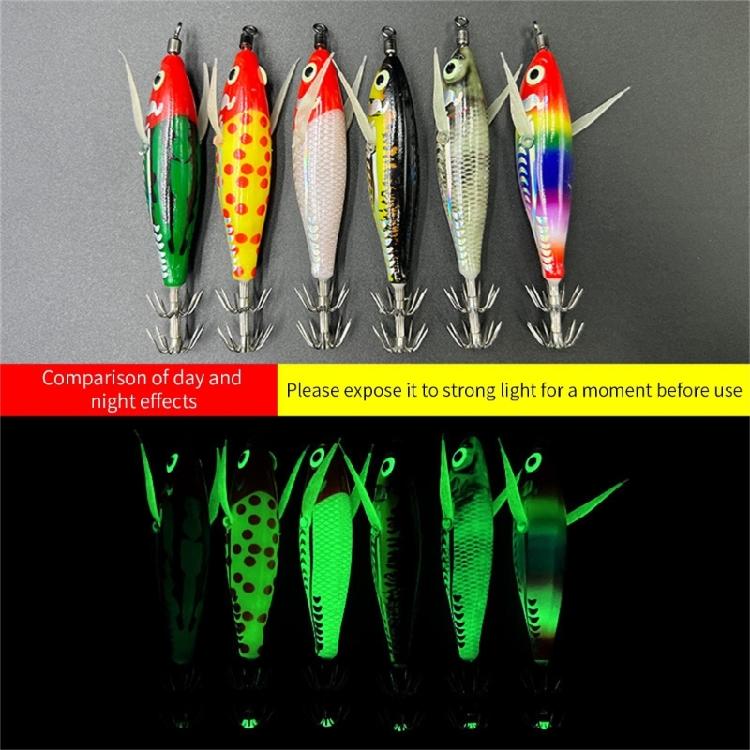 Luminously Squid Jig Hook Fishing Lures Baits Hard Artificial Shrimp Baits with Hook Hard Night Fishing Baits Enduring