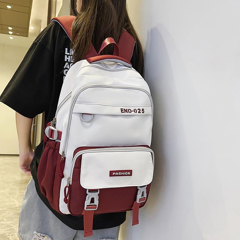 Schoolbag Color Matching Schoolbag 1011 New Middle and High School Large-capacity Casual Backpack Wear-resistant Practical Men's and Women's Backpack