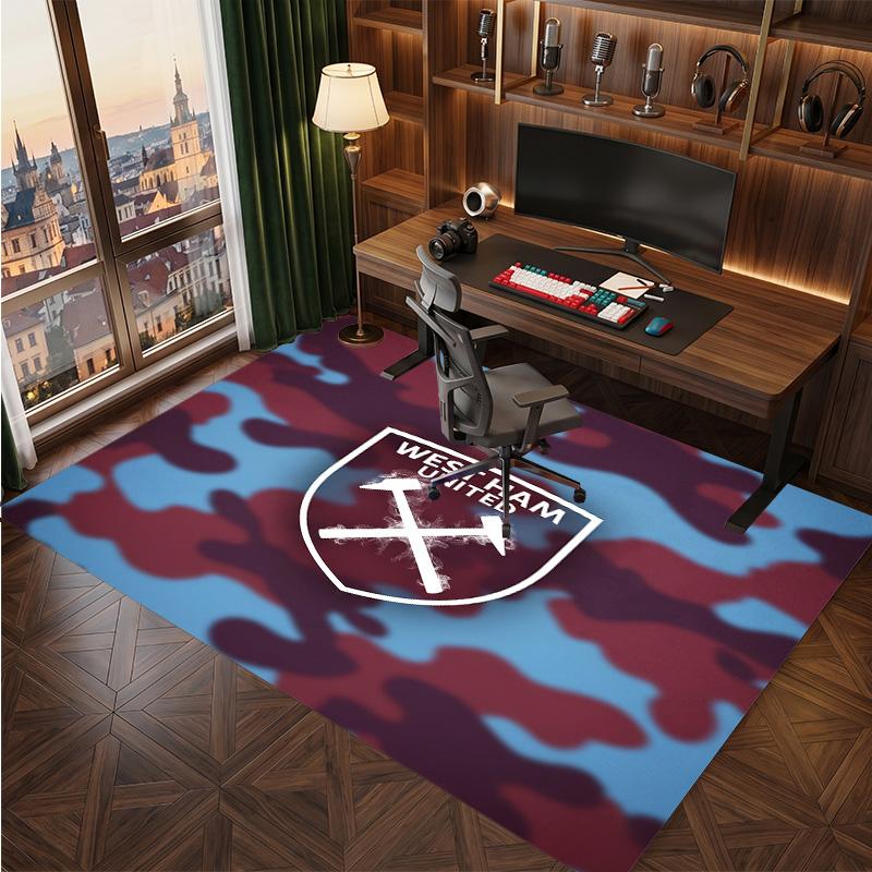 Tappeto in Velluto di Cristallo con Stampa del West Ham United Football, Comodo Assorbente d'Acqua Antiscivolo Tappeto per Pavimenti Interni