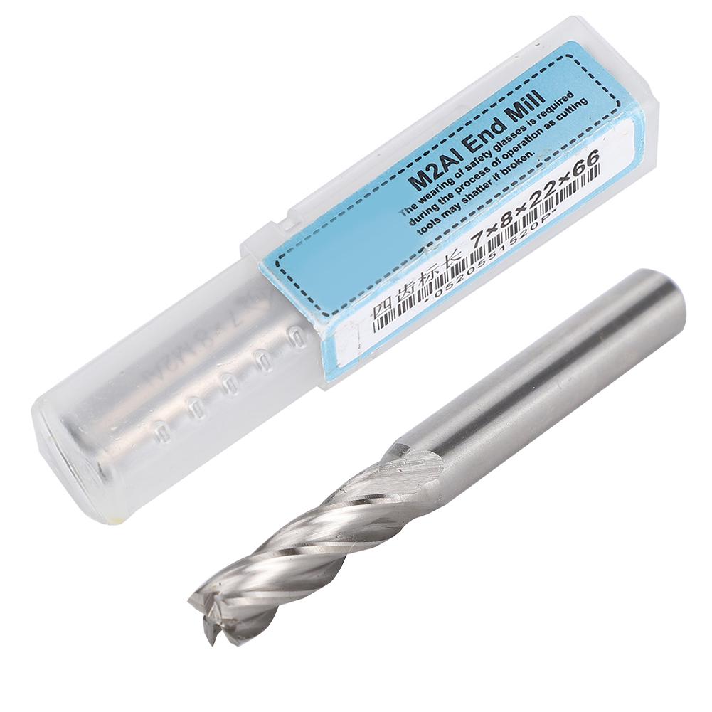 End Mill 4 Flutes FlatBottom Super Hard Steel Full Ground Central Vertical Cutter 7mm