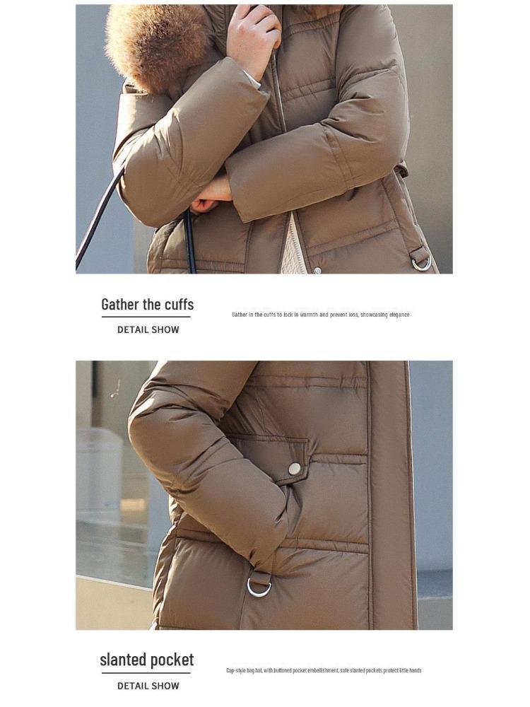Warm Winter Fashion Jacket  Women Long Slimming Cotton Coat with Fur Collar Thickened