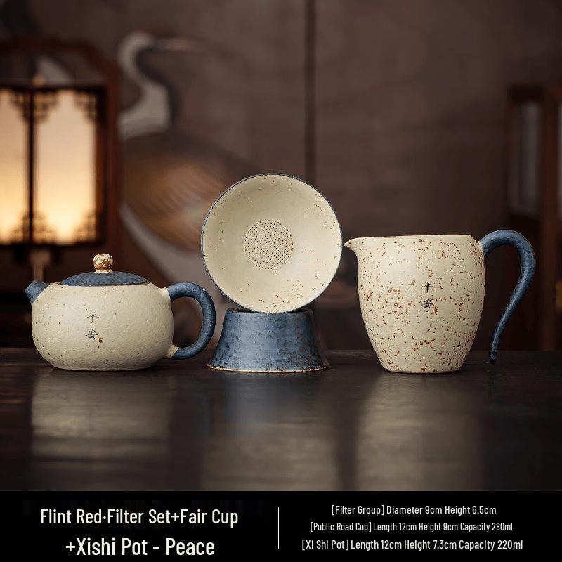 Chaxun Flint Red Teaware Set: Filter, Pitcher & Xishi Teapot