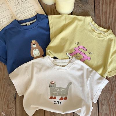 2026 Summer Boys Girls Cotton T-Shirt Short Sleeve Cartoon Graphic Tee Casual Soft Breathable Kids Top