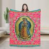 Virgin Mary Cherubs Rose Warm Soft Blanket  Airplane Travel Plush Throw Blanket Couch Chair Flannel Bedspread Sofa Bed Cover
