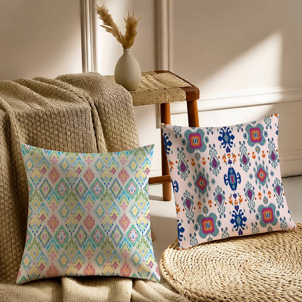 Exotic Ethnic Plaid Pattern Pillow Case Printed Brushed Fleece Pillow Baby Skin-Touch Eco-Friendly Dye-Sublimat