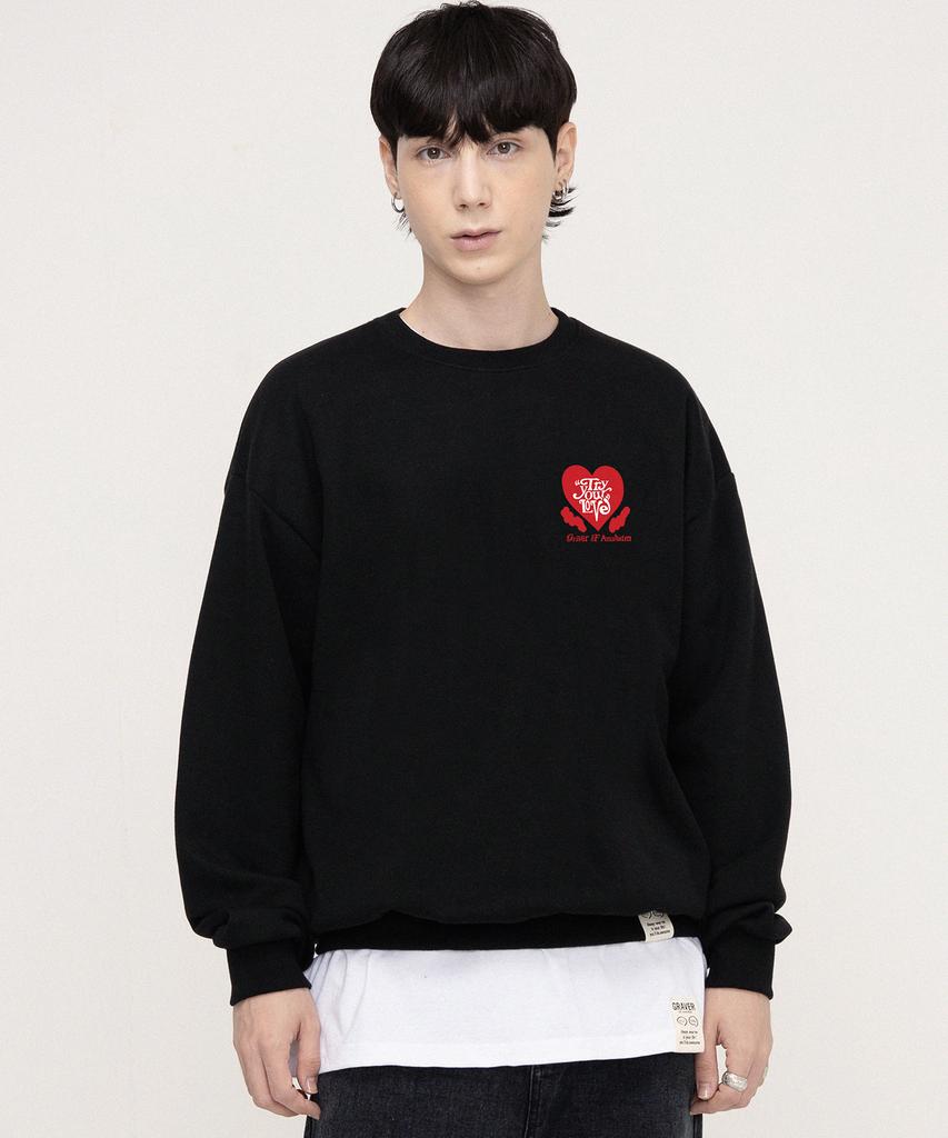 GRAVER [Unisex] Tyl Heart Logo Sweatshirt_Black