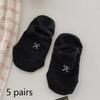 5/10 Pairs Women Fashion Invisible Sock Cute Bow Mesh No Show Socks Female Design Non Slip Breathable Low Cut Socks Slippers