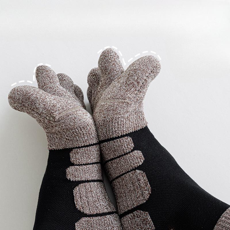 Terry Socks Men's Five Fingers Socks Towel Bottom Cotton Non-slip Anti-pilling Mesh Sweat Breathable Anti-odour Spring Socks