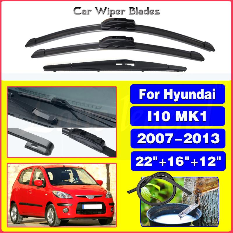 

Car Front Rear Window Washer Windscreen Windshield Wiper Blades Arm For Hyundai I10 MK1 2007-2013 2008 2009 2010 2011 22 16 12 Front Rear 3pcs