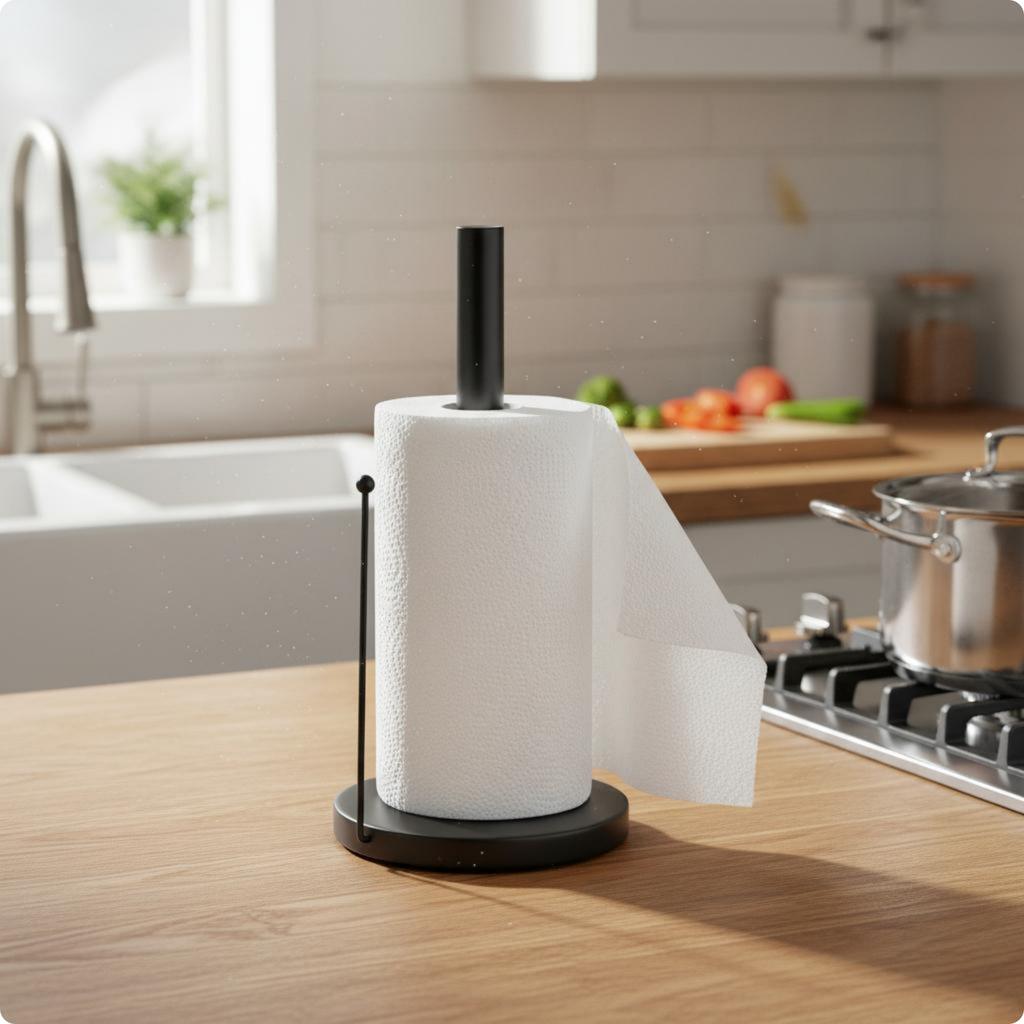 Vertical Paper Towel Stand Space Saving Countertop Paper Towel Holder Kitchen Storage