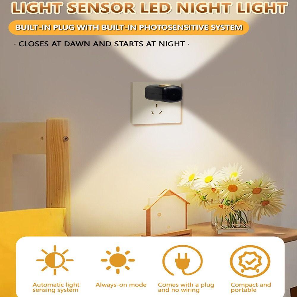 Auto Light Sensor Plug-In Wall Lamp Energy Efficient Sensor Night Light  Bedroom Night Lighting
