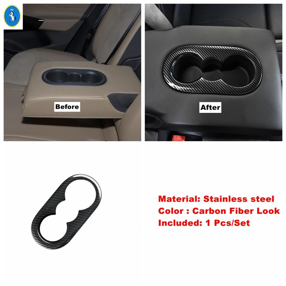 Carbon Fiber Interior Rear Air Outlet / Trunk Switch Button / Water Cup Frame Cover Trim Accessories For VW ID.4 ID4  - 2024